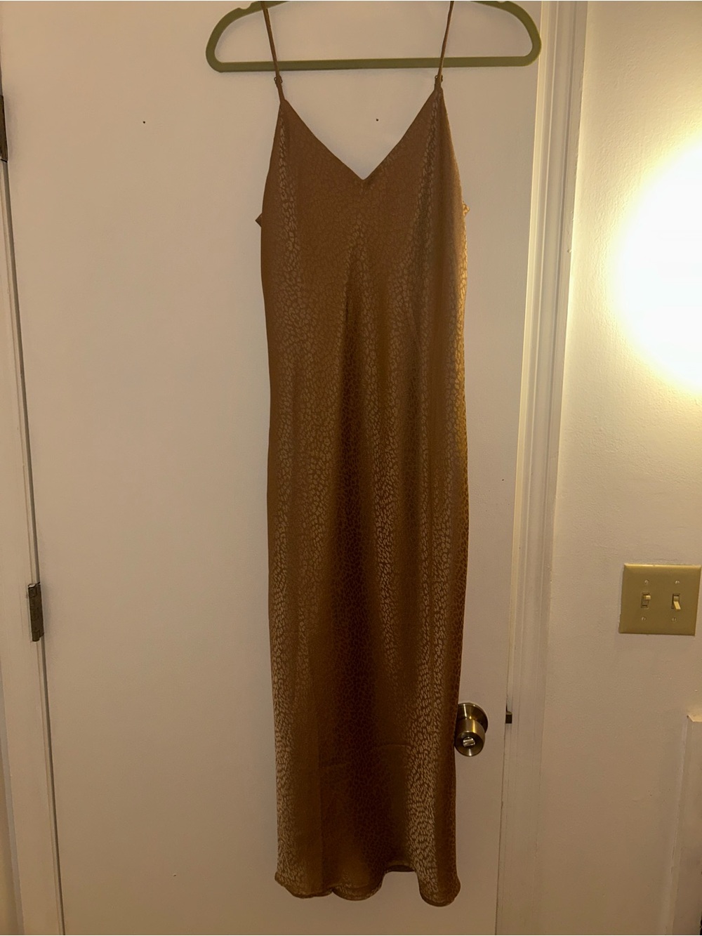 Show Me Your MuMu Brown Satin Maxi Slip Dress with V-Neck